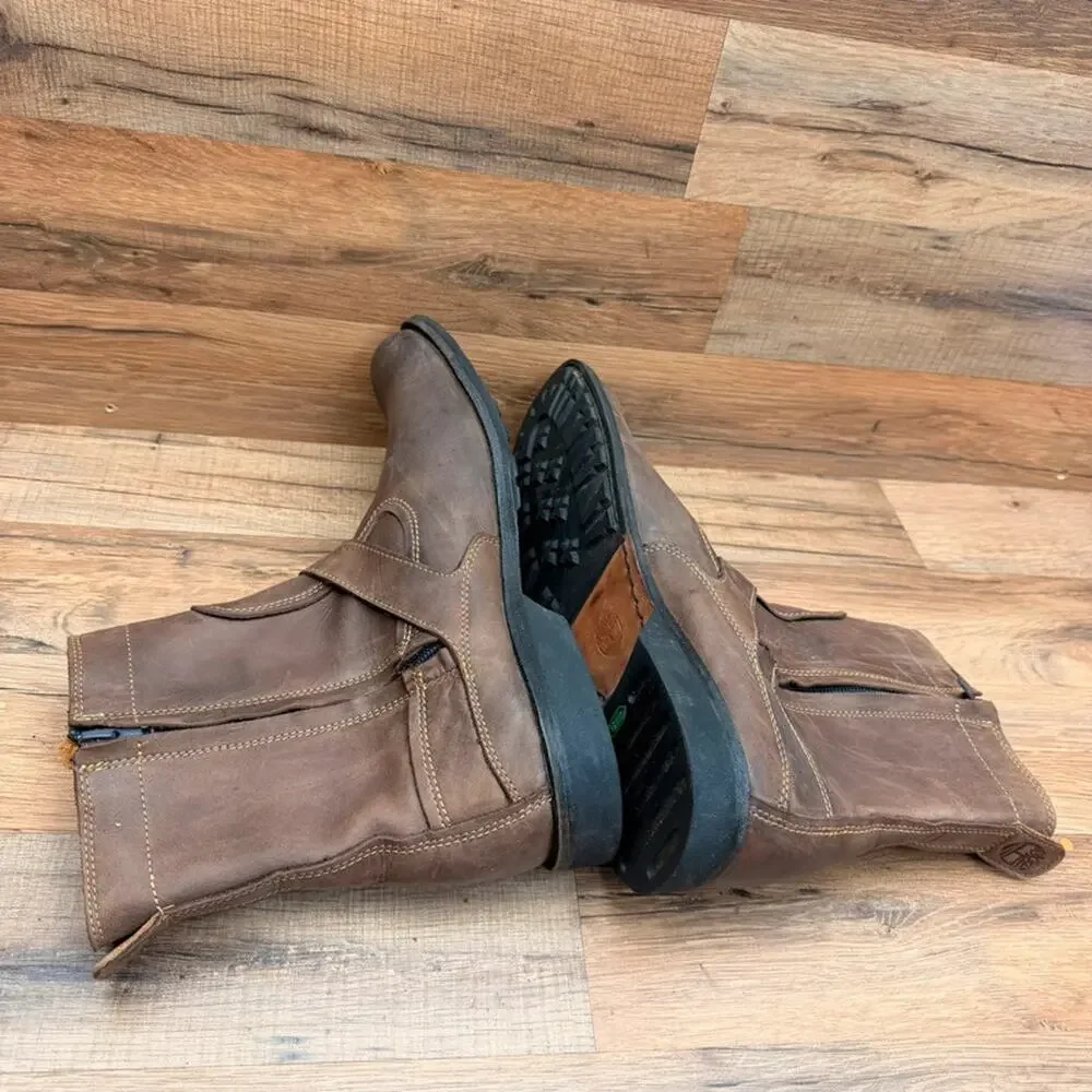 Timberland Men's size 12 Earthkeeper City Side Zip Buckle Boot Burnished Brown